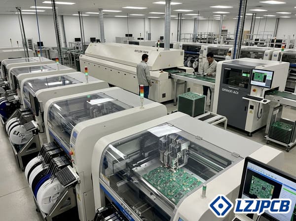 SMT assembly line showing automated equipment in operation