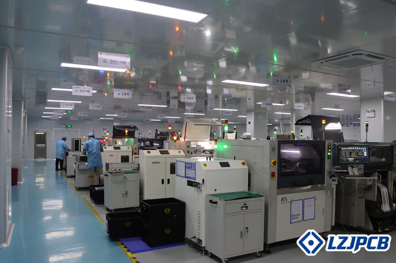 Modern PCB assembly facility with SMT equipment
