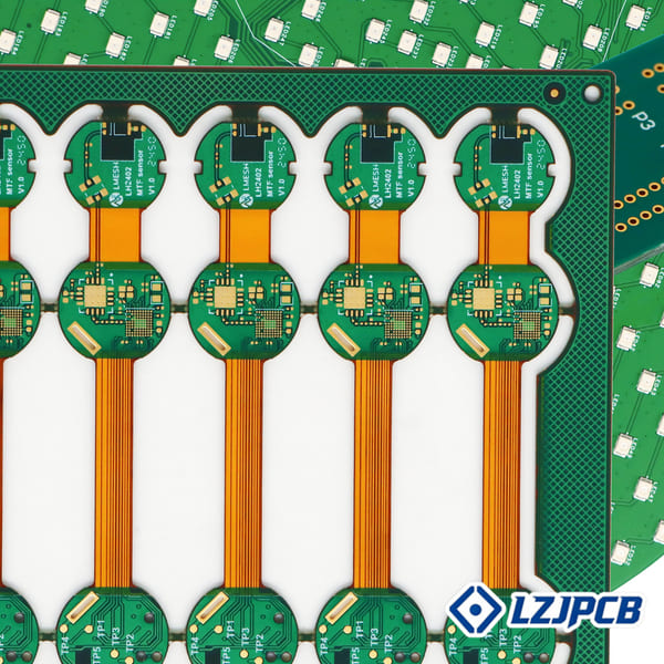 Close up of PCB traces and components