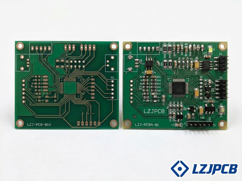 Comparison of bare PCB and completed PCBA