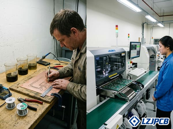 Historic PCB manufacturing process illustration