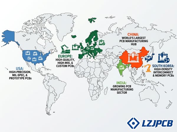 Map highlighting global PCB manufacturing distribution