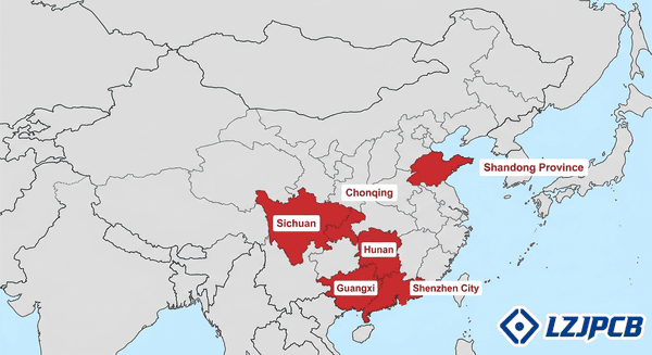 Map of PCB manufacturing clusters in China