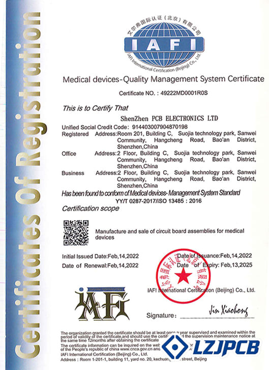 ISO 13485 medical PCB certification requirements