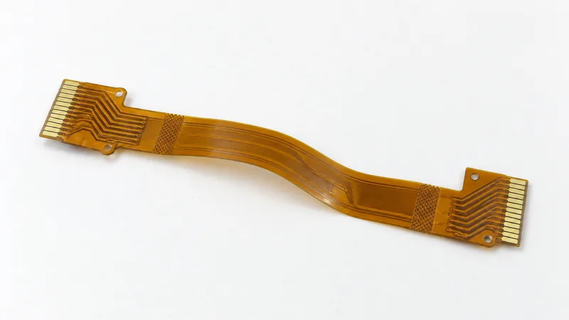 Flexible PCB showing polyimide substrate with bend zones