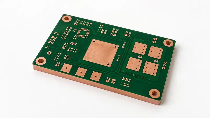 Copper core PCB showing metal core substrate for high-power thermal management