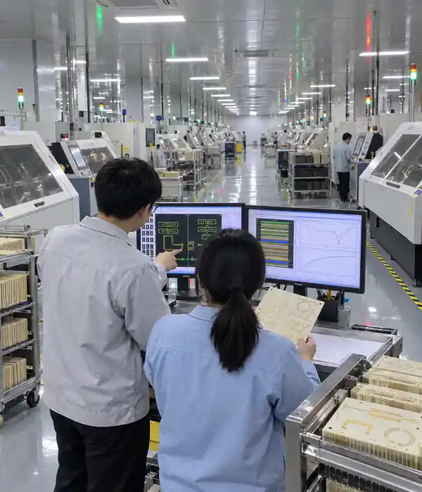 LZJPCB engineers reviewing PCB production data